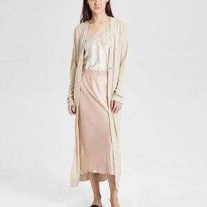 Theory Ivory Linen Maxi Cardigan Sweater M